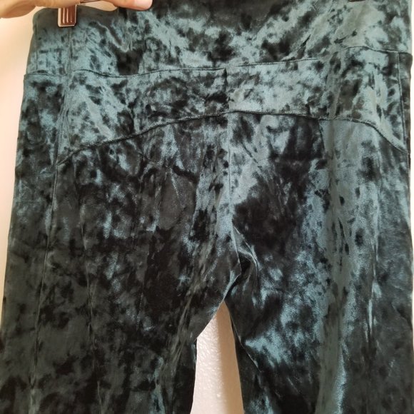 Ivanka Trump Green Crushed Velvet Ankle Leggings | size Small - Picture 5 of 6